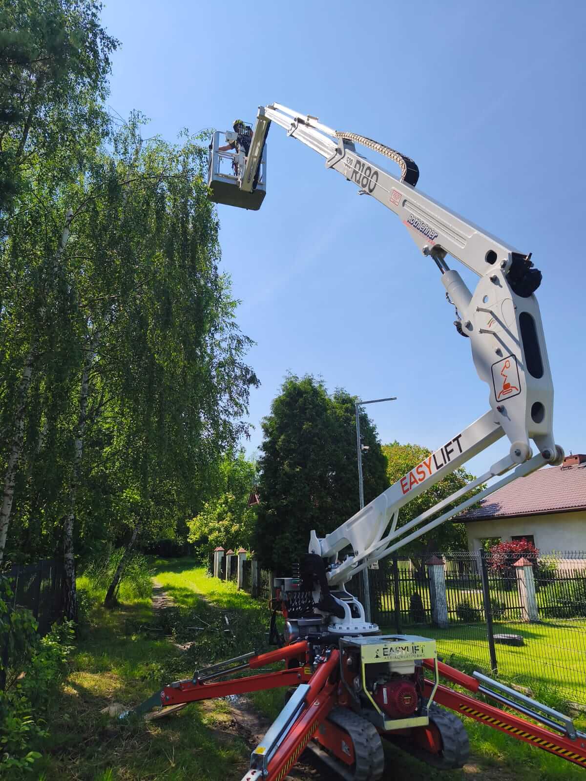 Wycinka drzew z wykorzystaniem podnośnika koszowego